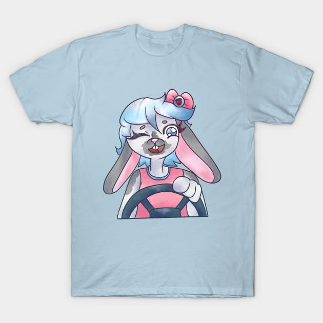 Cute Bunny Girl Driving Design T-Shirt by nhitori